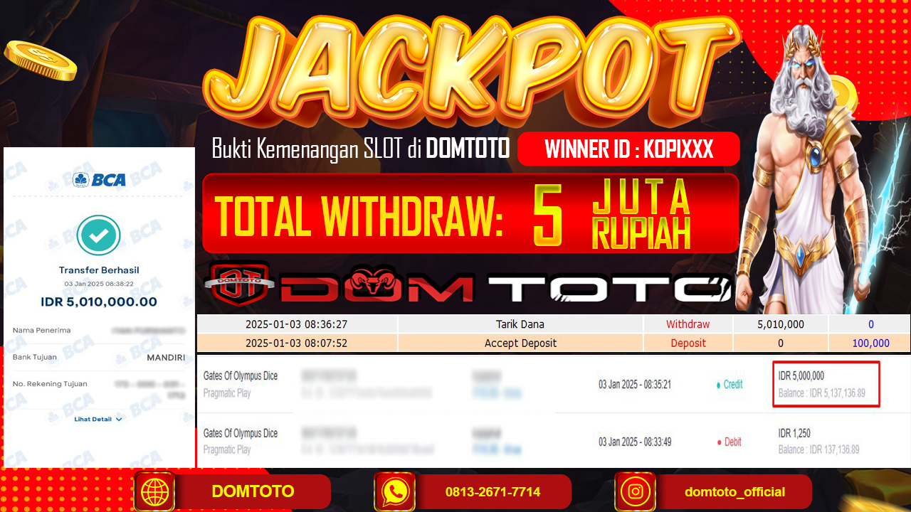 JACKPOT SLOT GATE OFF OLYMPUS 1000 02 JANUARI 2025